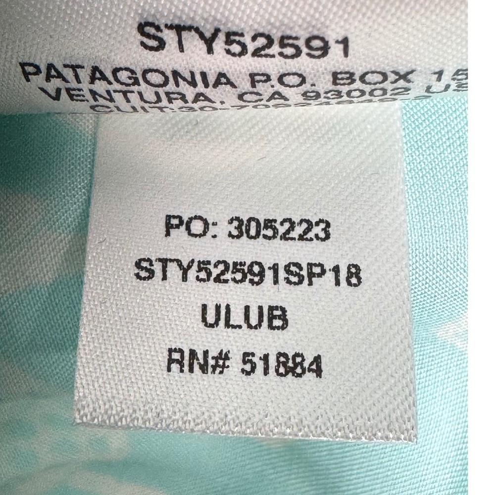 Patagonia Pataloha Shirt 12 Bend Blue Hawaiian Ulu Print Tencel Button Up Travel - Picture 10 of 12